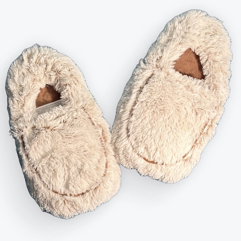 Neutral Cozy Faux Fur “Pamper Yourself” Girls Day Microwaveable Spa Slippers ~OS